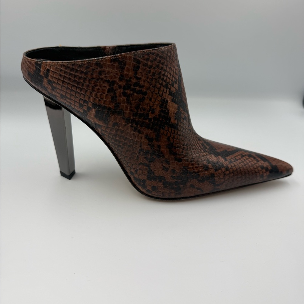 Michael Kors Halle Leather Brown Snake Print Mules